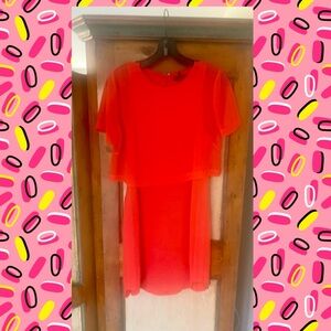 BCBGMAXAZRIA chiffon cocktail dress with capelet